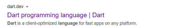 Google's definition for Dart